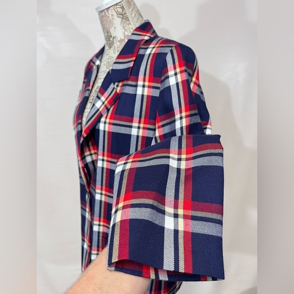 PENDLETON Classic Navy, red and white‎ plaid single button blazer size S. - Picture 3 of 12